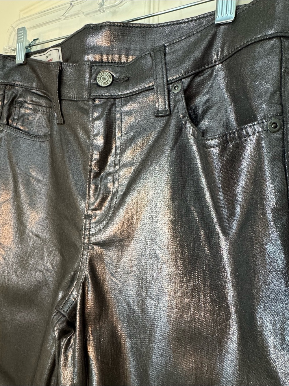 GAP Metallic Baby Boot Mid Rise Jeans in Dark Silver - Picture 4 of 6